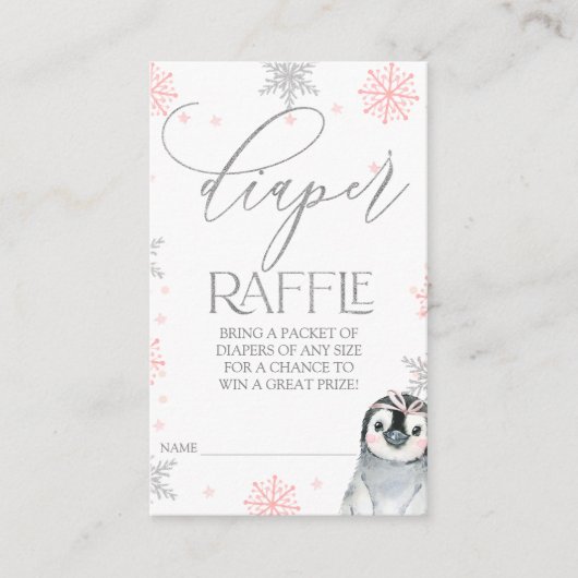 Penguin Baby shower Luier Raffle ticket Invoegen (Voorkant)