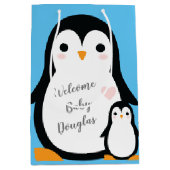 Penguin Baby shower Medium Cadeauzakje (Voorkant)