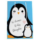 Penguin Baby shower Medium Cadeauzakje (Achterkant)