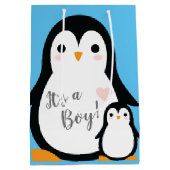 Penguin Baby shower Medium Cadeauzakje (Achterkant)