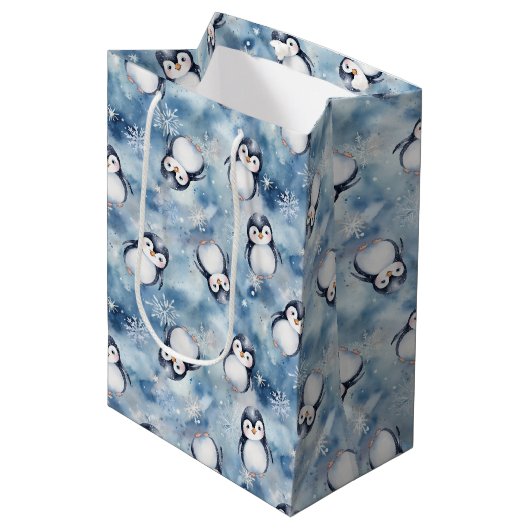 Penguin Baby shower Medium Gift Bag Cadeauzakje (Voorkant Gekanteld)