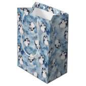 Penguin Baby shower Medium Gift Bag Cadeauzakje (Achterkant Gekanteld)