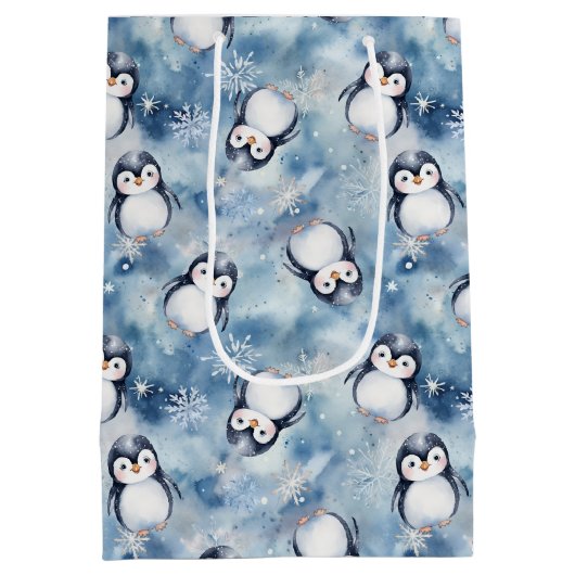 Penguin Baby shower Medium Gift Bag Medium Cadeauzakje (Achterkant)