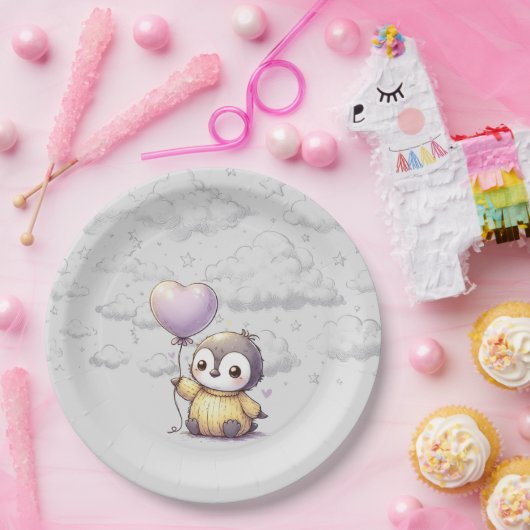 Penguin Baby shower Papieren Bordje (Feest)