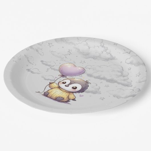 Penguin Baby shower Papieren Bordje (Gekanteld)