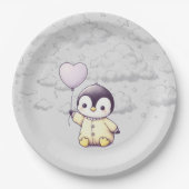 Penguin Baby shower Papieren Bordje (Voorkant)