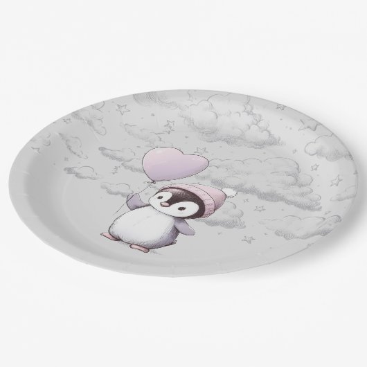 Penguin Baby shower Papieren Bordje (Gekanteld)