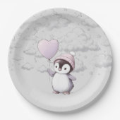 Penguin Baby shower Papieren Bordje (Voorkant)