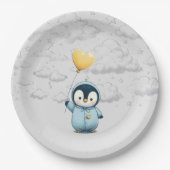 Penguin Baby shower Papieren Bordje (Voorkant)