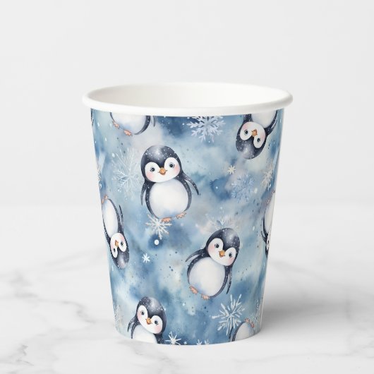 Penguin Baby shower Papieren Koppen - Winter Papieren Bekers (Achterkant)