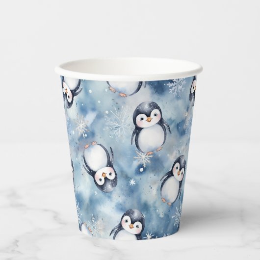 Penguin Baby shower Papieren Koppen - Winter Papieren Bekers (Voorkant)