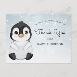 Penguin Baby shower per Mail Dank u Briefkaart