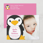Penguin Baby shower Pink Girl Briefkaart (Voorkant / Achterkant)