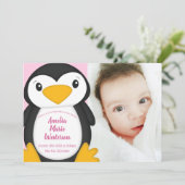 Penguin Baby shower Pink Girl Kaart (Staand voorkant)