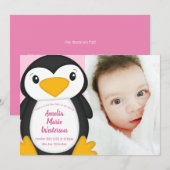 Penguin Baby shower Pink Girl Kaart (Voorkant / Achterkant)