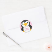 Penguin Baby shower Pink Girl Ronde Sticker (Envelop)