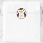 Penguin Baby shower Pink Girl Ronde Sticker (Tas)
