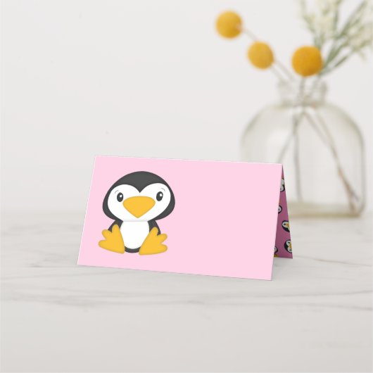 Penguin Baby shower Plaatskaartje (Voorkant)