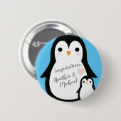 Penguin Baby shower Ronde Button 5,7 Cm (Voorkant /achterkant)