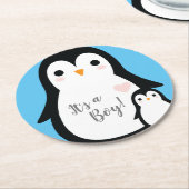 Penguin Baby shower Ronde Kartonnen Onderzetter (Gebogen)