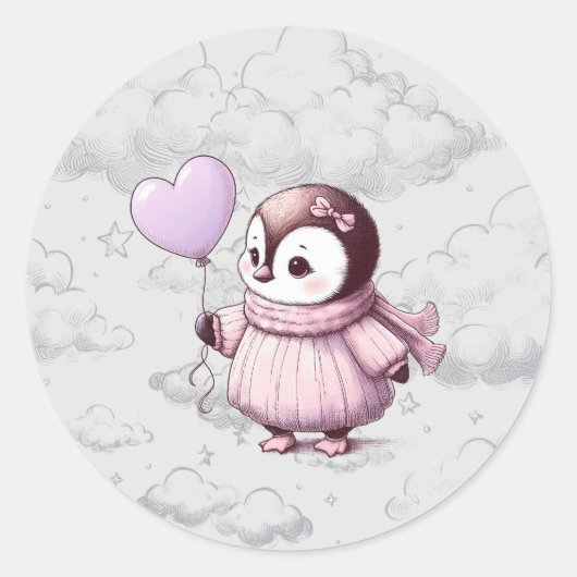 Penguin Baby shower Ronde Sticker (Voorkant)