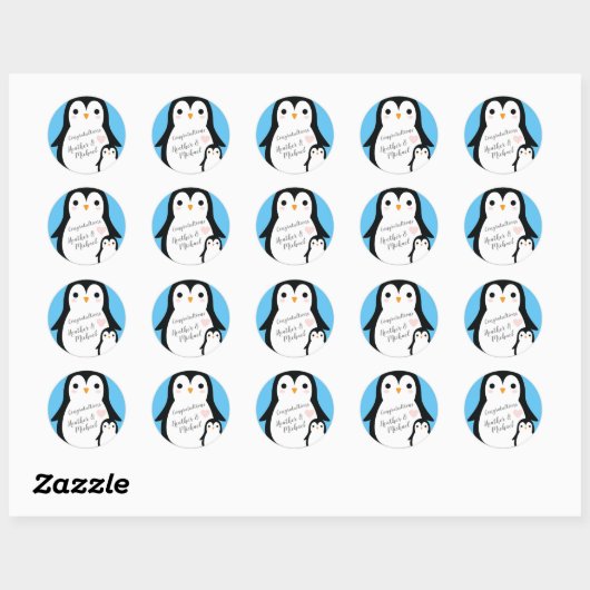 Penguin Baby shower Ronde Sticker (Vel)