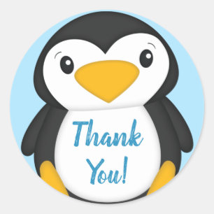 Penguin Baby shower Ronde Sticker