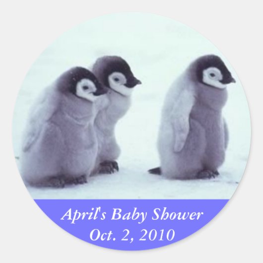 Penguin Baby shower Ronde Sticker (Voorkant)