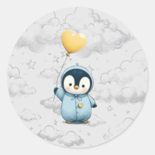 Penguin Baby shower Ronde Sticker
