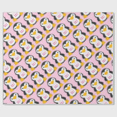 Penguin Baby shower Roze Cadeaupapier (Vlak)