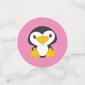 Penguin Baby shower Roze Confetti (Kleine voorkant)