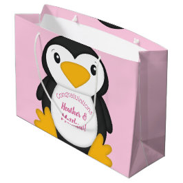 Penguin Baby shower Roze Groot Cadeauzakje
