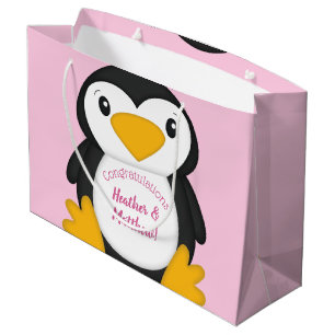 Penguin Baby shower Roze Groot Cadeauzakje
