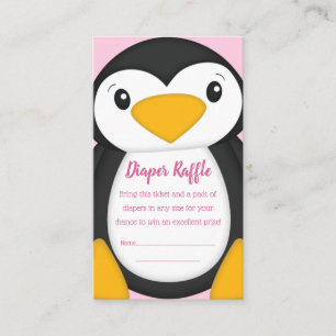 Penguin Baby shower Roze Informatiekaartje