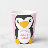 Penguin Baby shower Roze Papieren Bekers (Achterkant)
