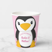 Penguin Baby shower Roze Papieren Bekers (Voorkant)