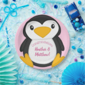 Penguin Baby shower Roze Papieren Bordje (Feest)