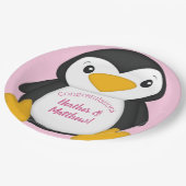 Penguin Baby shower Roze Papieren Bordje (Gekanteld)
