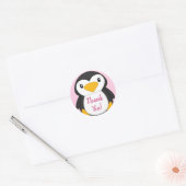 Penguin Baby shower Roze Ronde Sticker (Envelop)