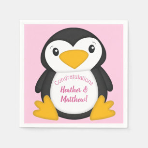 Penguin Baby shower Roze Servet