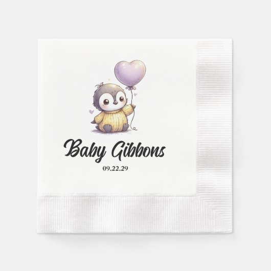 Penguin Baby shower servetten (Voorkant)