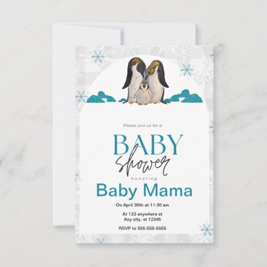 Penguin Baby Shower Uitnodiging (Voorkant)