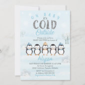 Penguin Baby shower Uitnodiging Winter Baby shower (Voorkant)
