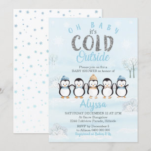 Penguin Baby shower Uitnodiging Winter Baby shower