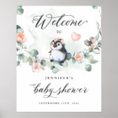 Penguin Baby shower Welkomstteken Poster (Voorkant)