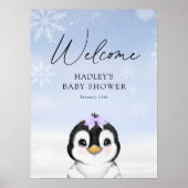 Penguin Baby shower Welkomstteken Poster (Voorkant)