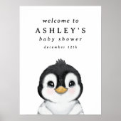 Penguin Baby shower Welkomstteken Poster (Voorkant)