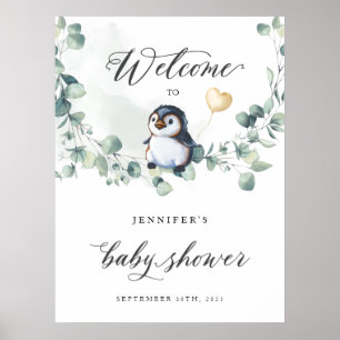 Penguin Baby shower Welkomstteken Poster