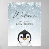Penguin Baby shower Welkomstteken Poster (Voorkant)