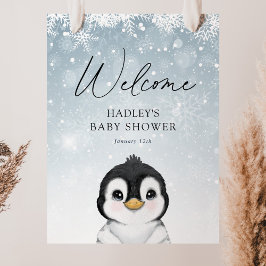Penguin Baby shower Welkomstteken Poster